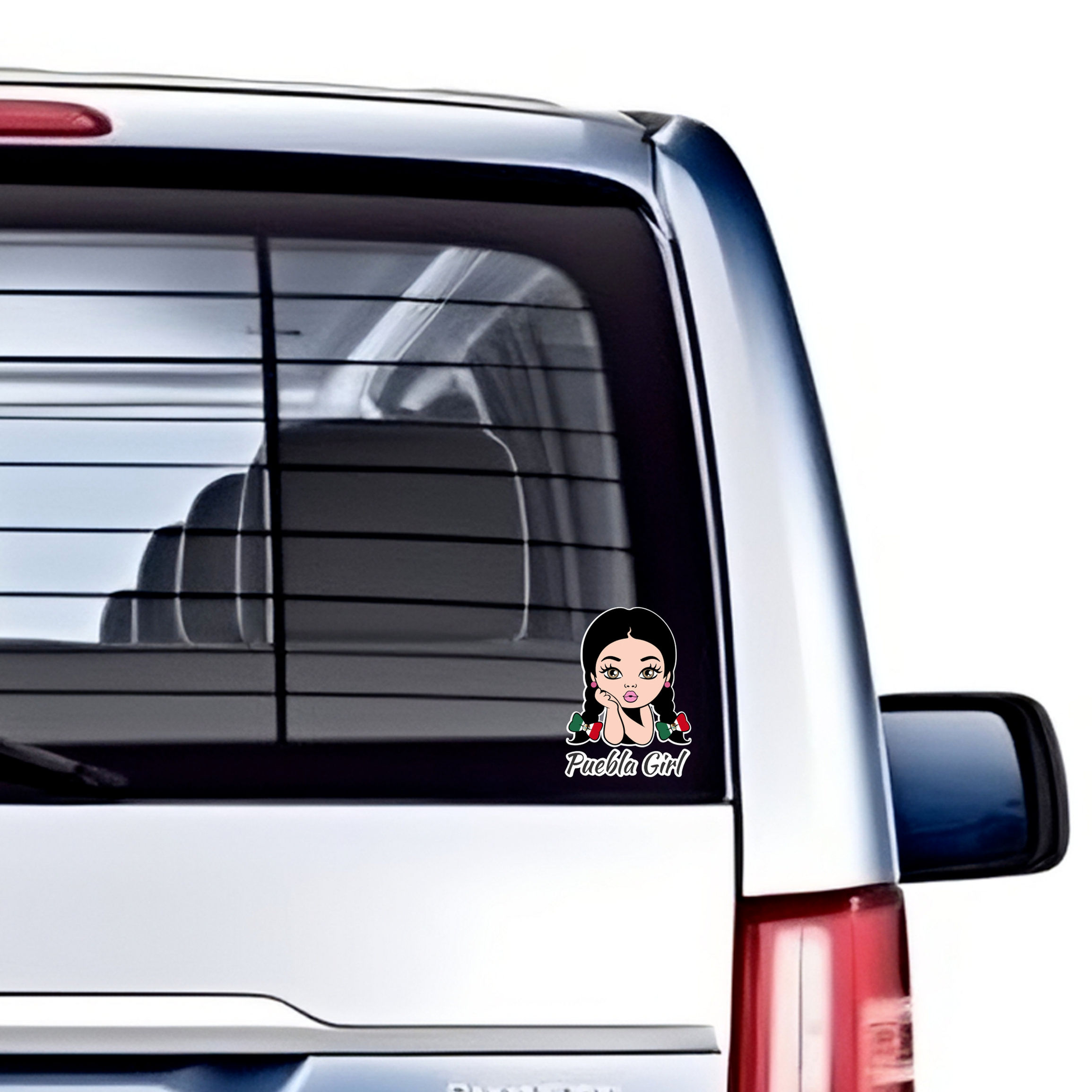 Set of 2 Puebla Girl Mexico Cartoon Decals Stickers Full Color Weatherproof