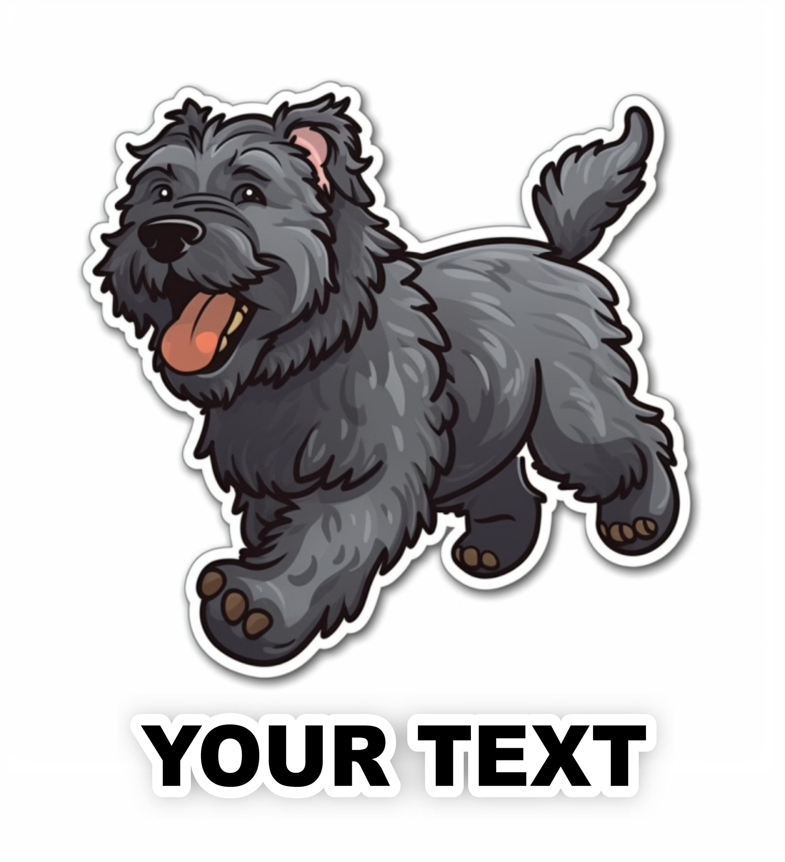 Set of 2 Bouvier des Flandres Dog Decal Stickers with Free Custom Text - Full Co
