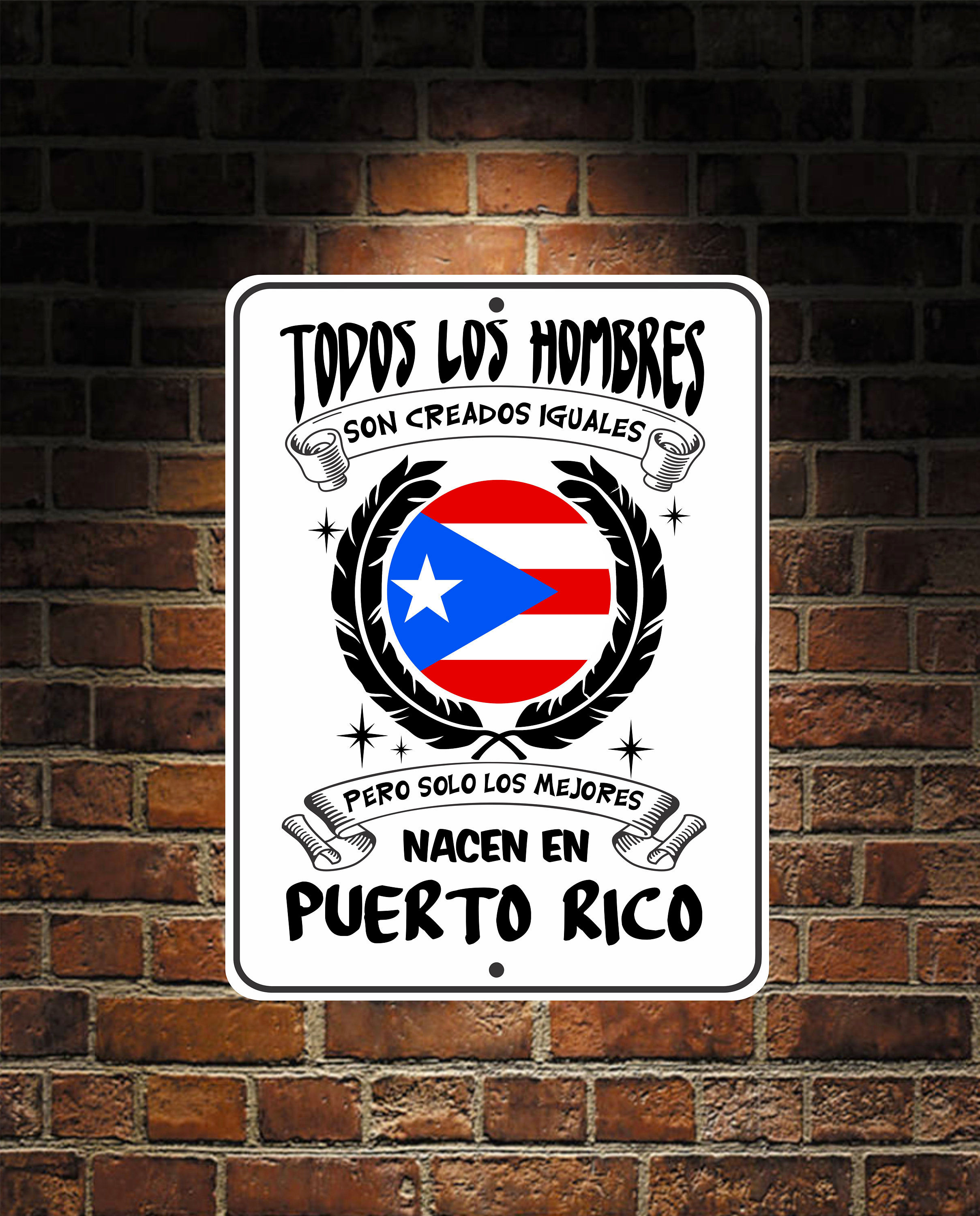 Solo Los Mejores Nacen En Puerto Rico 9x12 Predrilled Aluminum Sign