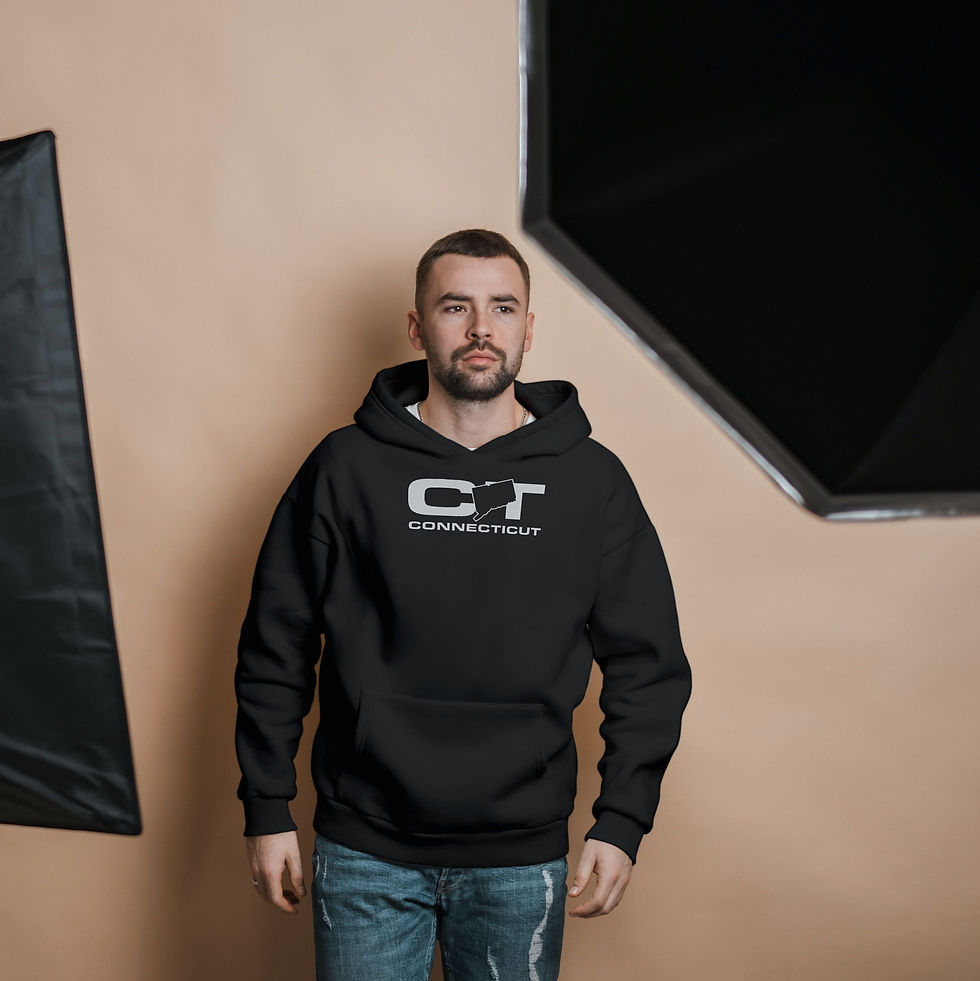 Thumbnail: Connecticut CT Reflective Logo Black Pullover Hooded Hoodie Hoody