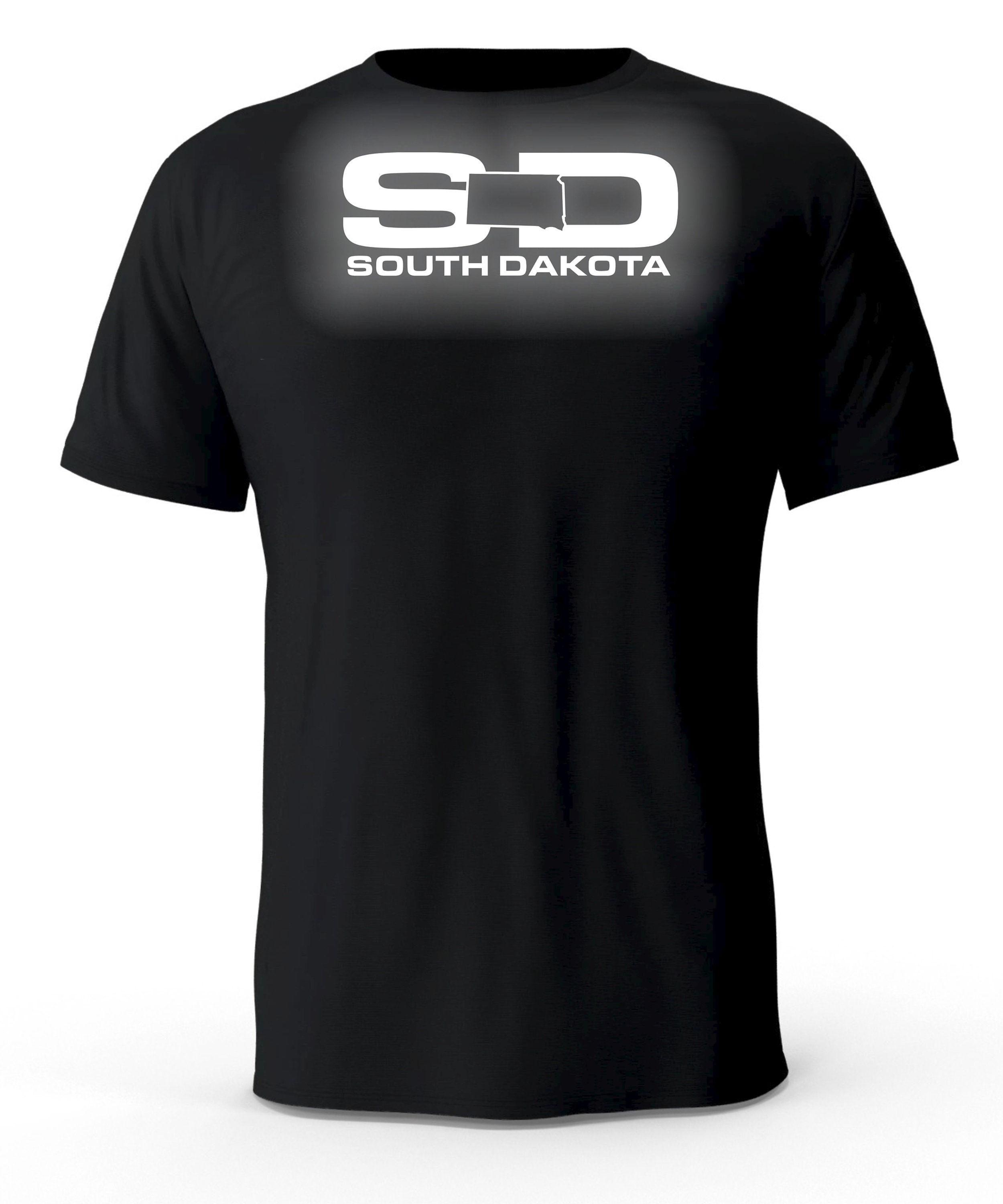 South Dakota SD State Reflective Logo Black T-Shirt