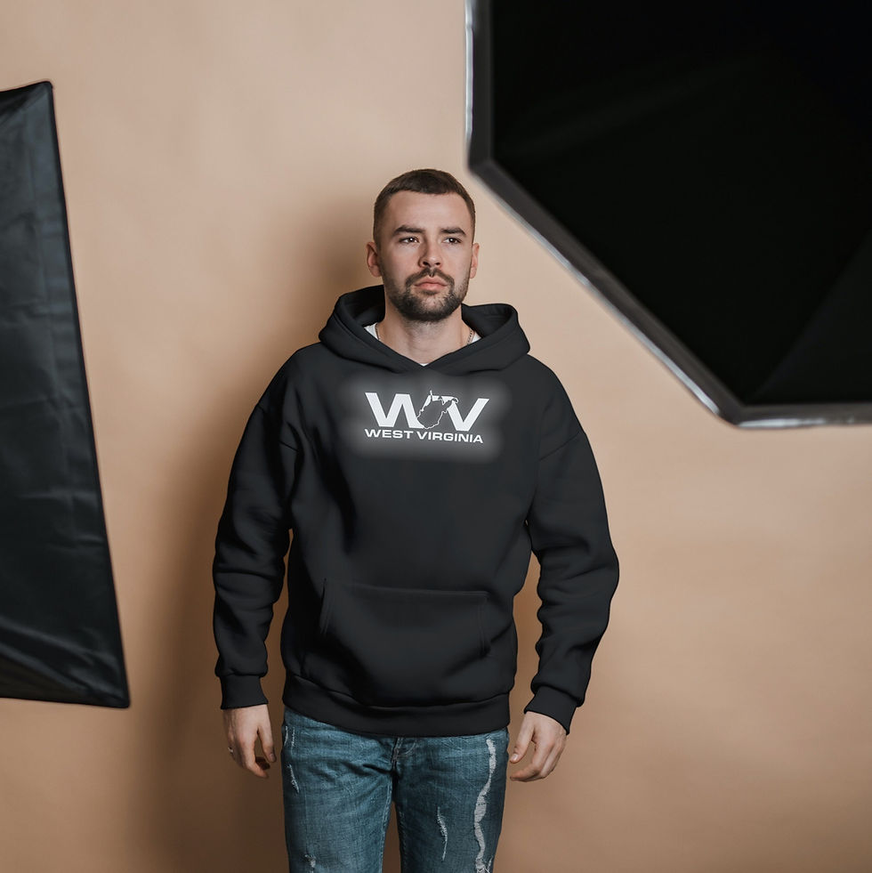 Thumbnail: West Virginia WV Reflective Logo Black Pullover Hooded Hoodie Hoody
