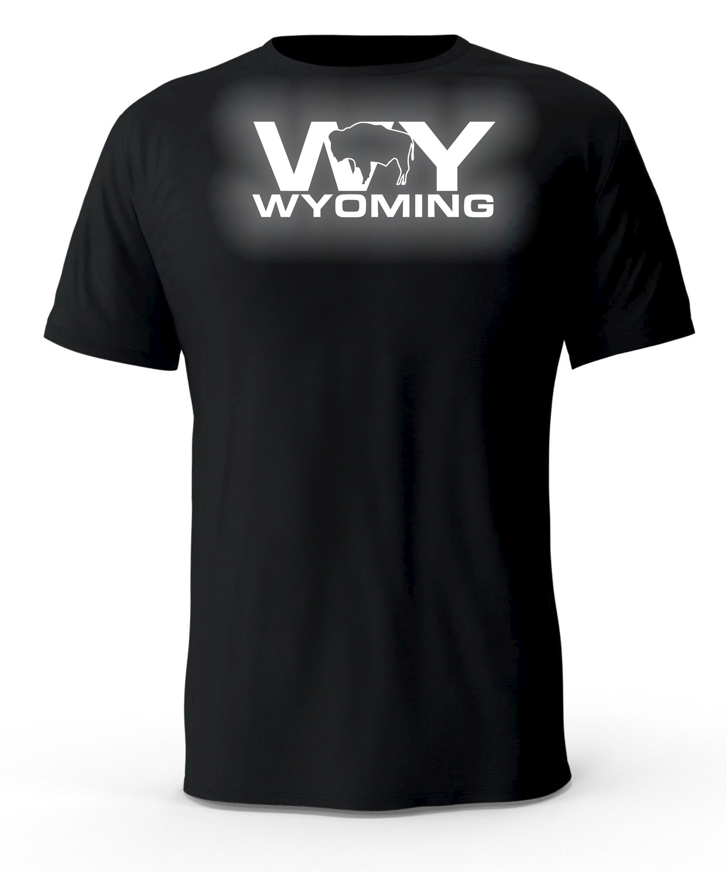Wyoming WY State Reflective Logo Black T-Shirt