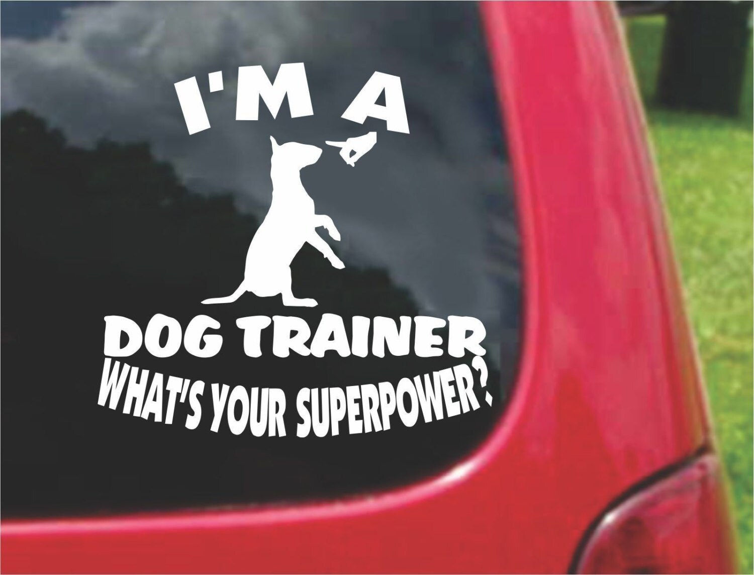 Set (2 Pieces) I'm a Dog Trainer  What's Your Superpower? Sticker Decals 20 Colo