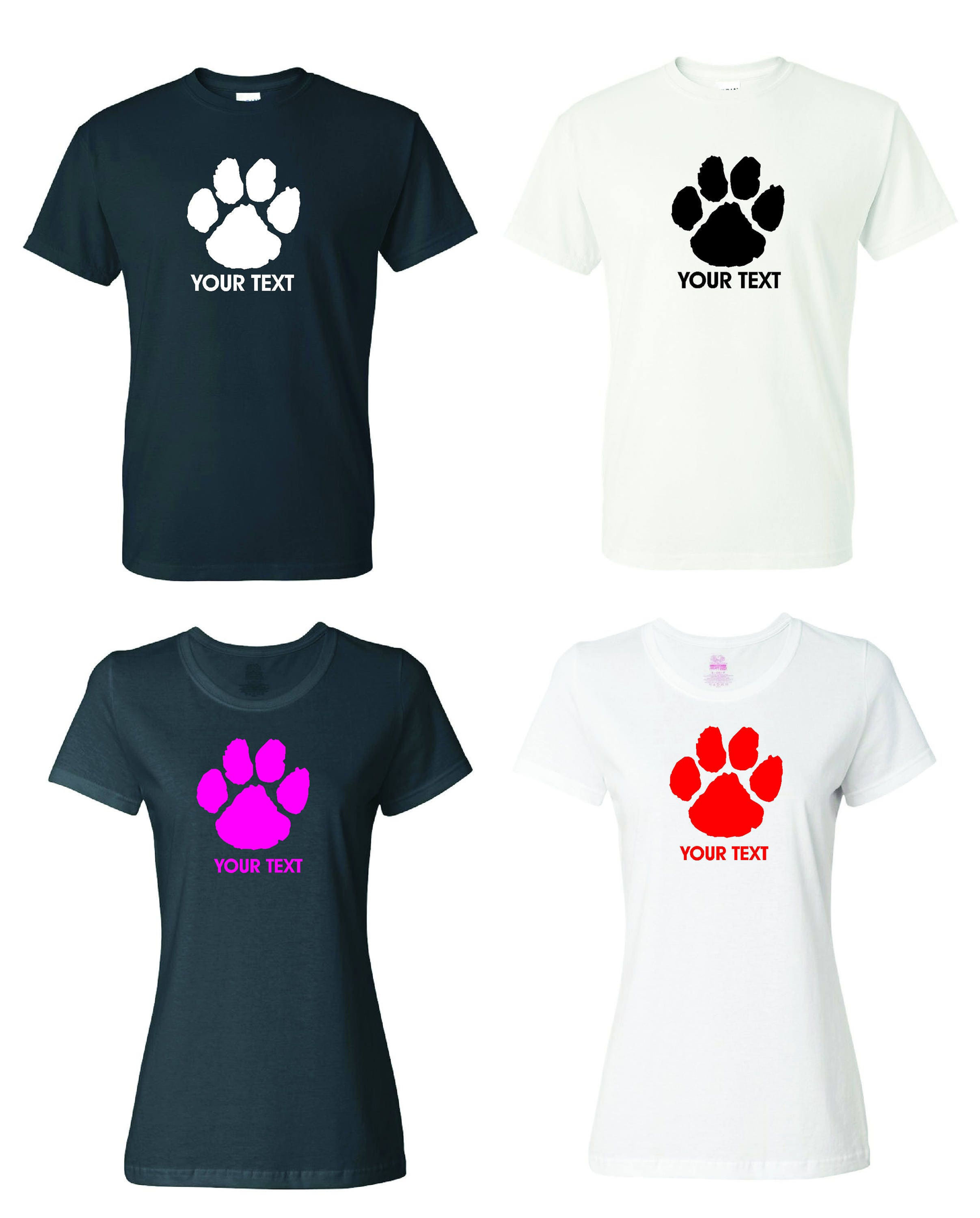 Wildcat  Paw T-shirt with custom text(optional)