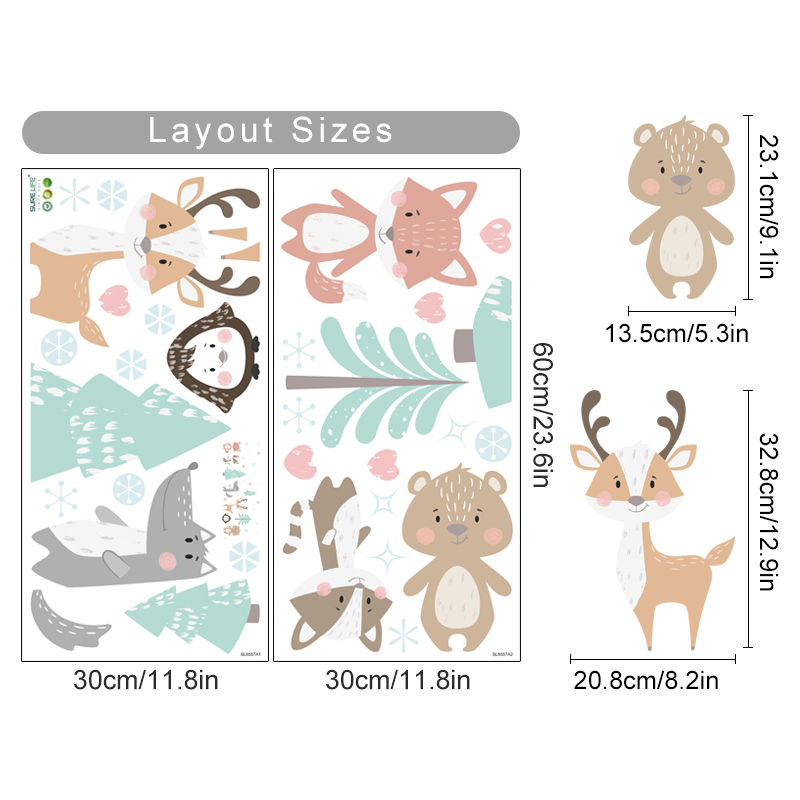 Thumbnail: SHD - Cartoon Cute Lion Giraffe Animals Stars Wall Sticker Nursery Vinyl Childre