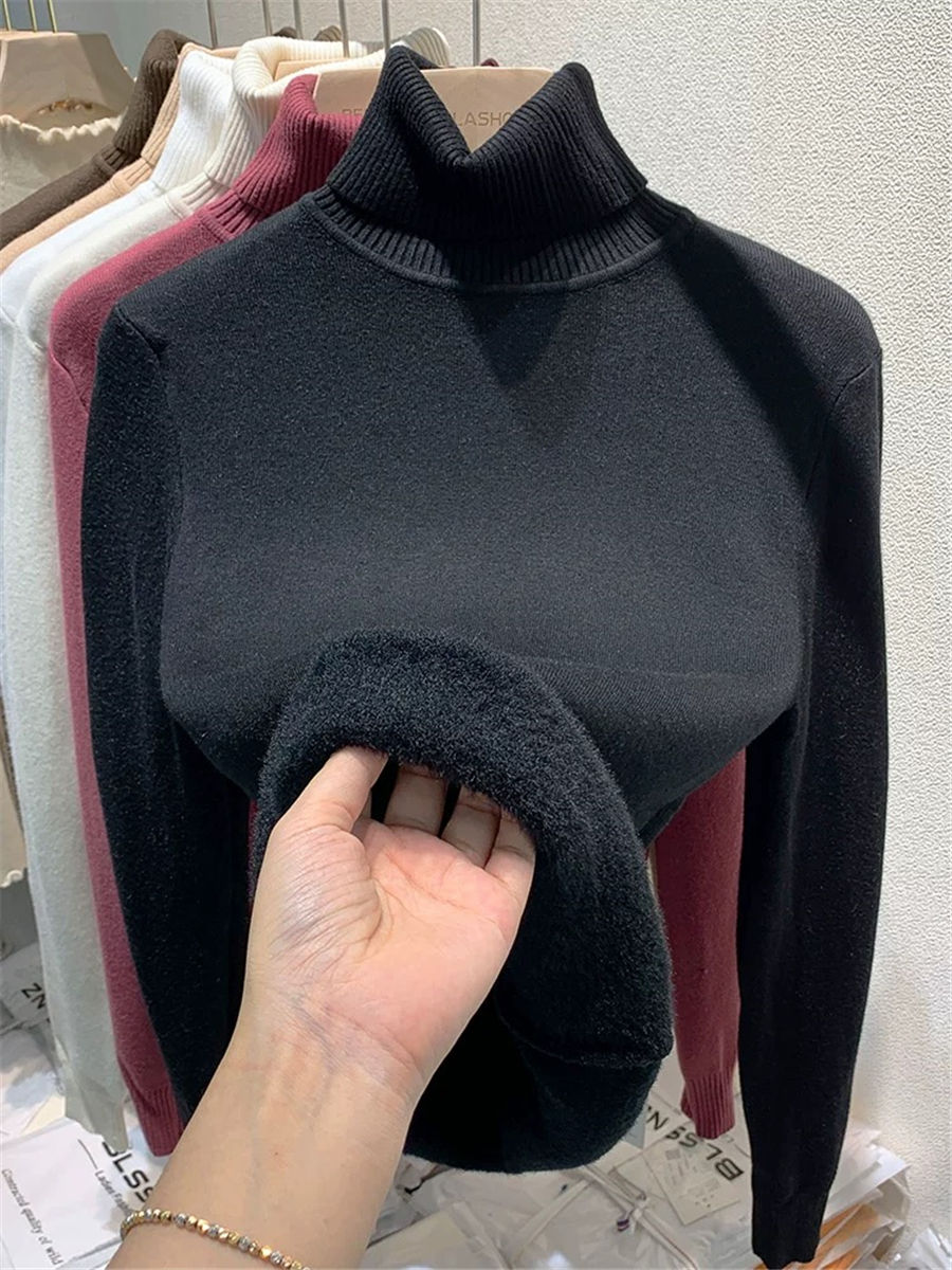 Thumbnail: SHD - LuxeVelvet Winter Chic Turtleneck Sweater