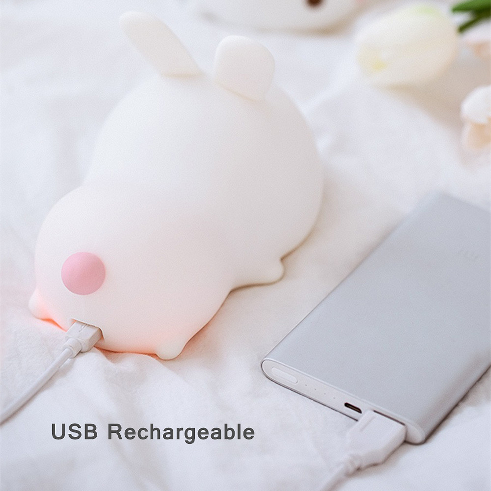 Thumbnail: Touch Sensor RGB LED Rabbit Night Light 16 Colors USB Rechargeable Silicone Bunn