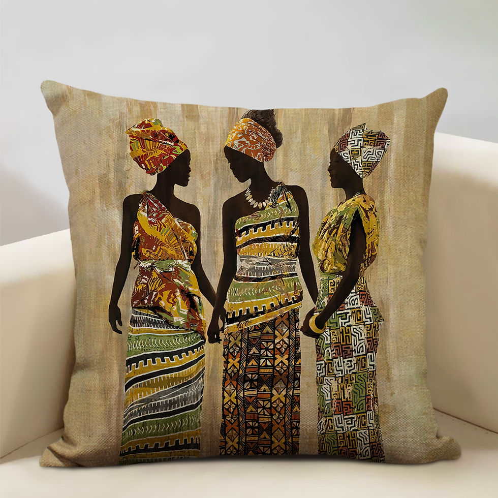 Miniature : Portrait Oil Painting Cushion Cover African National Style Living Room Sofa Art 