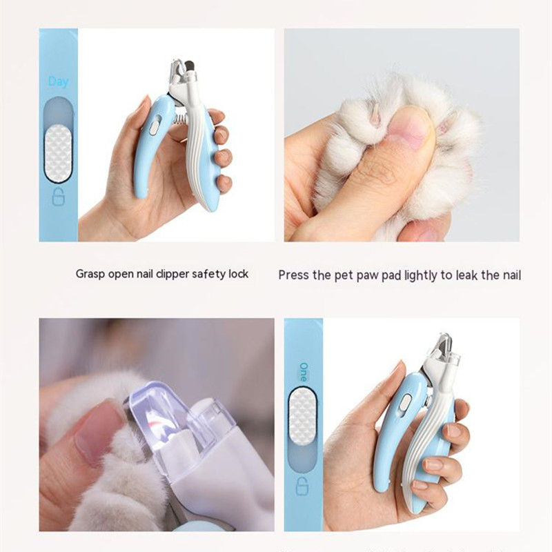 Miniature : Pet nail clippers Dog Cat Nail Trimmer Labor-Saving Nail Clipper Convenient LED 