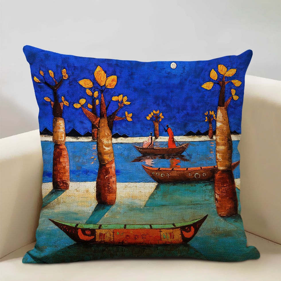 Miniature : Portrait Oil Painting Cushion Cover African National Style Living Room Sofa Art 