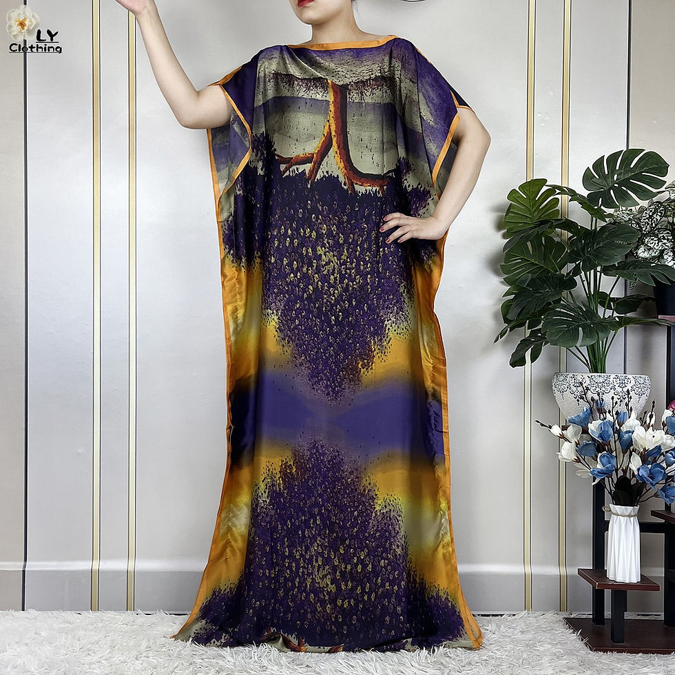 Thumbnail: SHD - Elegant Silk Abaya Set - Maxi Dress with Belt & Turban