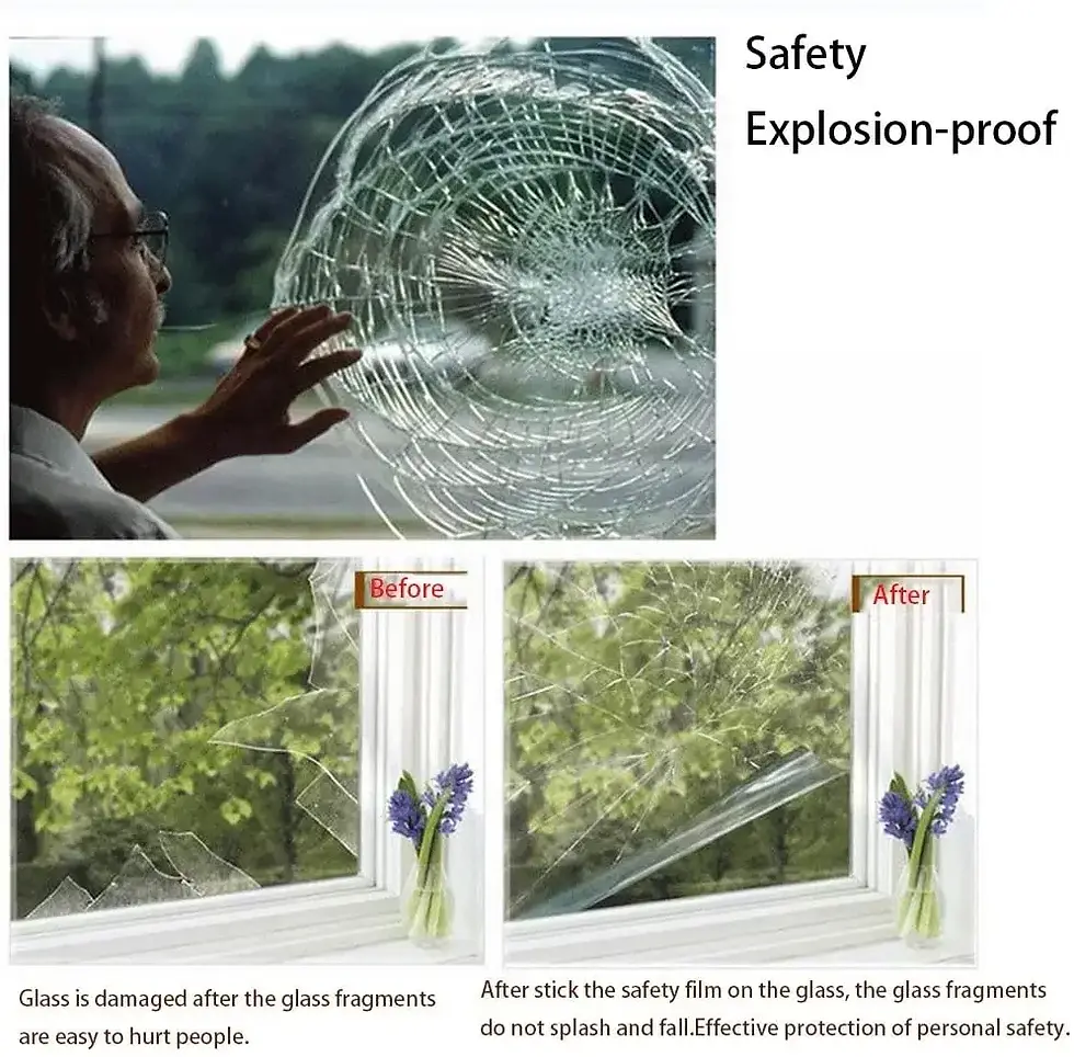 Miniature : Multi-size Clear Security Window Safety Film For Glass Home Explosion-proof Wind