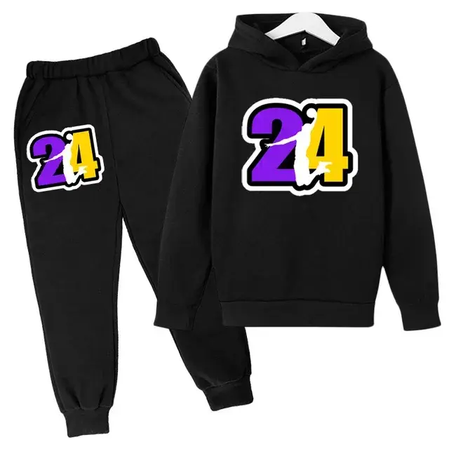 Thumbnail: Children Clothing Hoodies +Pant Set Girls Boys3-12 Years Basketball 24 Print Tod
