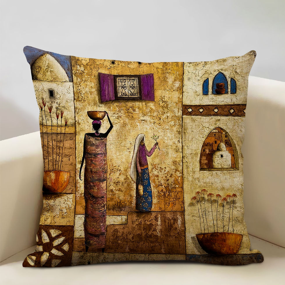 Thumbnail: Portrait Oil Painting Cushion Cover African National Style Living Room Sofa Art 