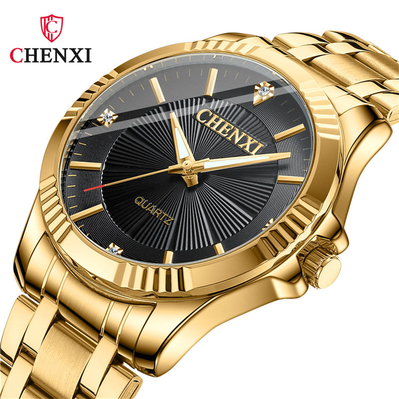 Miniature : SHD - CHENXI 050A Brand Luxury Gold Dress Watches Stainless Steel Unique Golden 