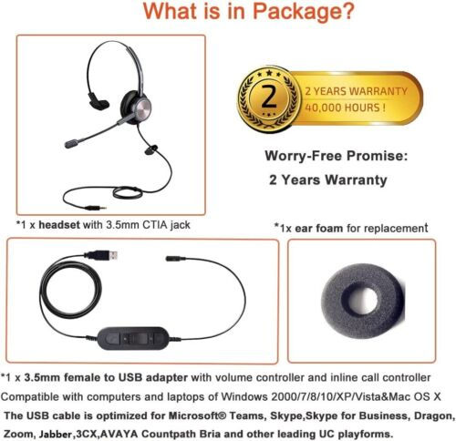 Thumbnail: Free Hand Talking Headset with Microphone & Earphone, For Both Phone & Computer