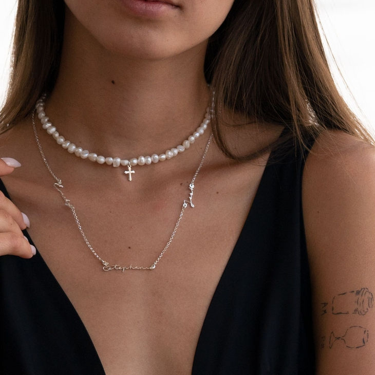 Thumbnail: Pearl Necklace with Cross