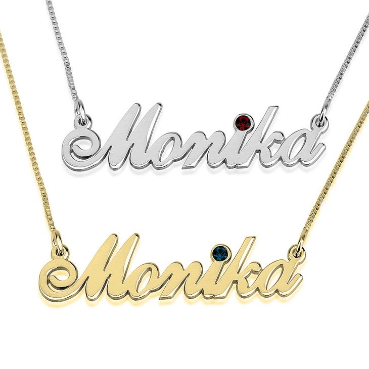 Thumbnail: Classic Name Necklace With Birthstone
