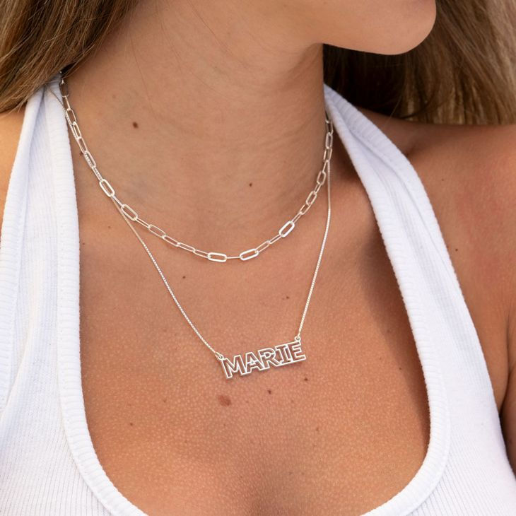 Thumbnail: Custom Outline Nameplate Necklace