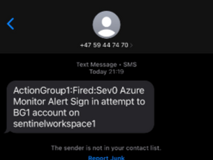 How to trigger sms alert with Log Analytic workspace when someone is trying to sign in to an account