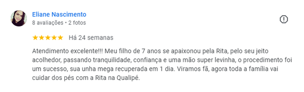Avaliação do atendimento no google.