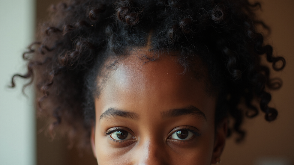 Eye-level view of neatly sectioned natural hair ready for locs