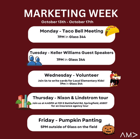 Missouri State AMA Marketing Week Schedule Post