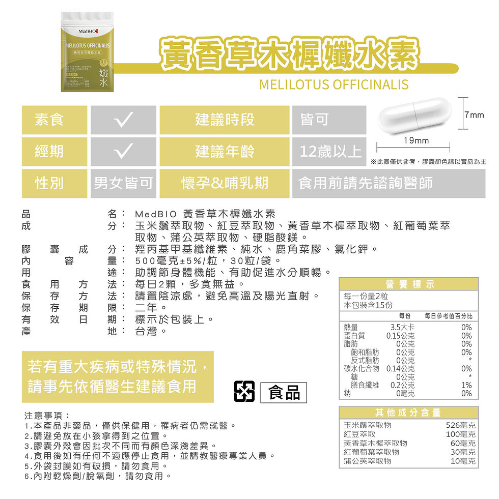 縮圖：MedBIO美百優®️黃香草木樨纖水素  膠囊 30入∣提升代謝∣