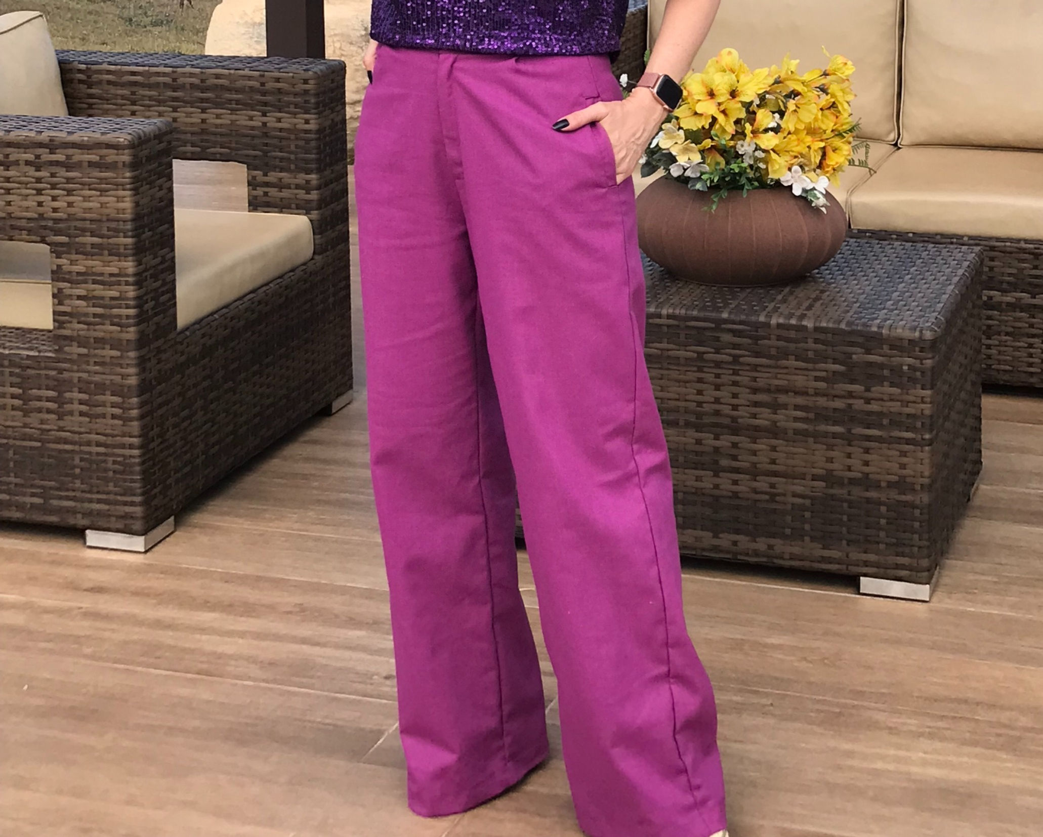 Calça Linho Fúcsia