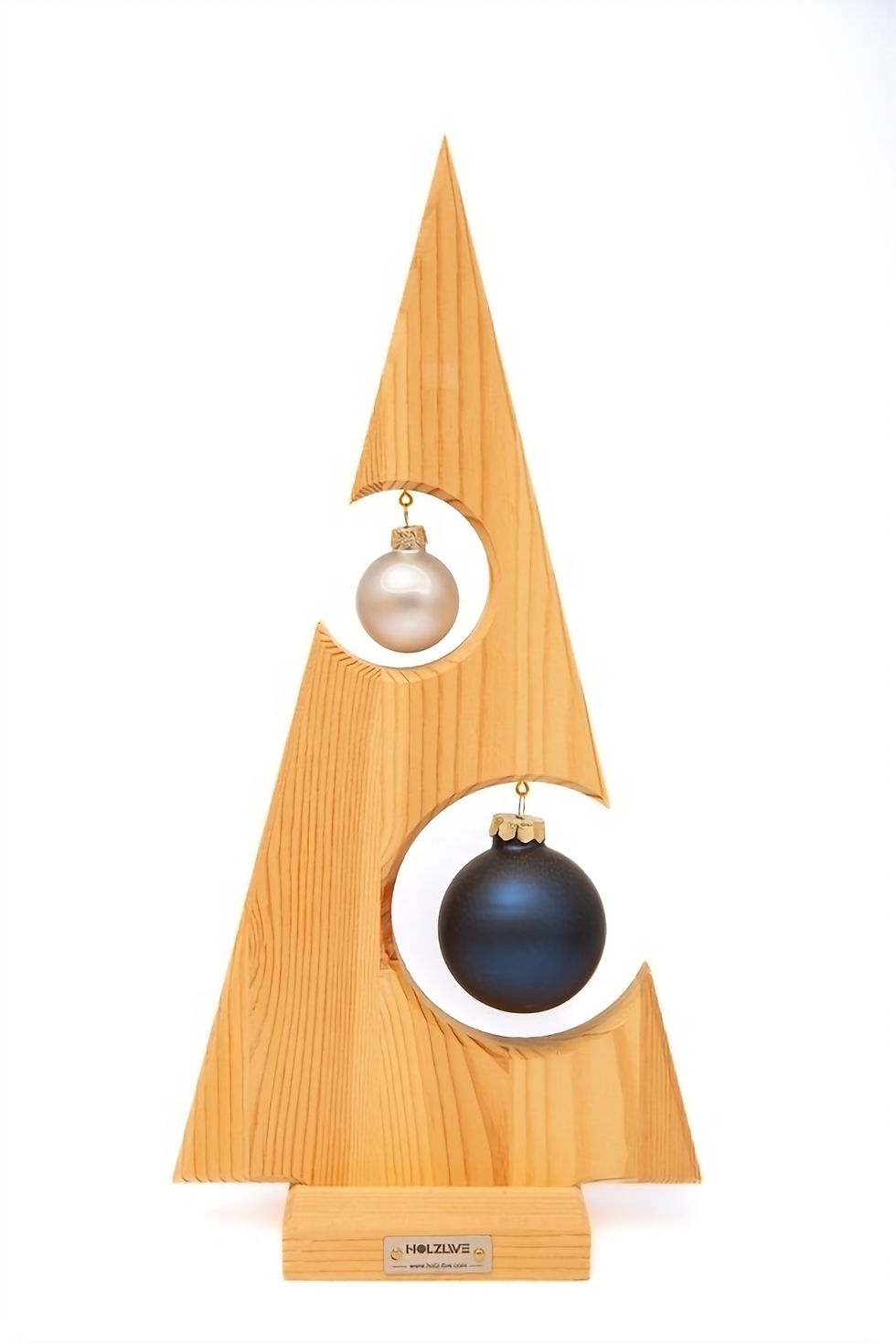 Miniaturbild: Weihnachtsbaum aus Südtiroler Kiefernholz mit 2 Weihnachtskugeln