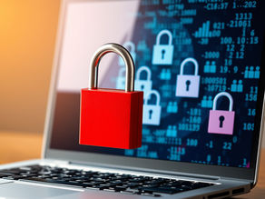 Laptop with screens showing padlocks and a single padlock outside the screen being removed