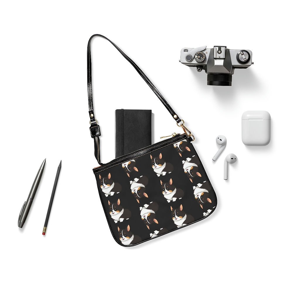 Thumbnail: Tri-Color Corgi Pattern Small Shoulder Bag with PU Leather