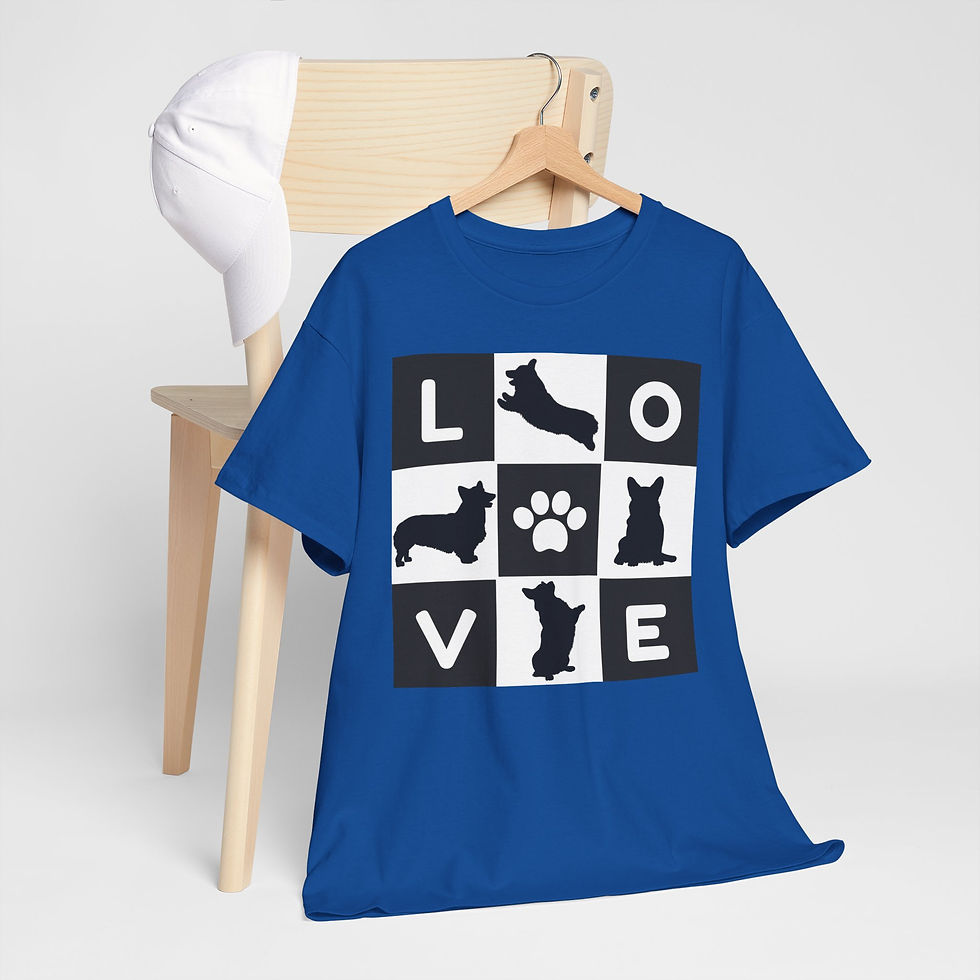 Thumbnail: LOVE Corgis Checkers Unisex Heavy Cotton Tee!