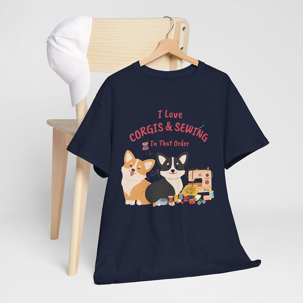 Thumbnail: Corgis & Sewing Unisex Heavy Cotton Tee! Funny Craft Gift, 