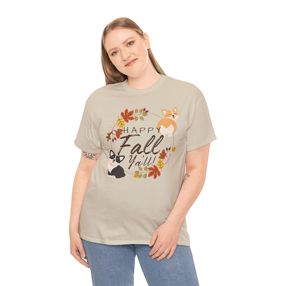 Thumbnail: Happy Fall Ya'll! Corgis Logo Unisex Heavy Cotton Tee! Breeder T-Shirt