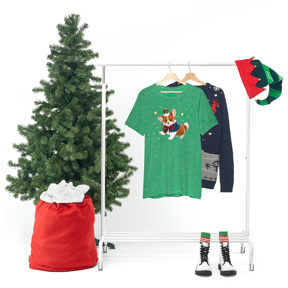 Thumbnail: Christmas Pembroke Welsh Corgi Unisex Short Sleeve Tee! Winter Seasons Greetings