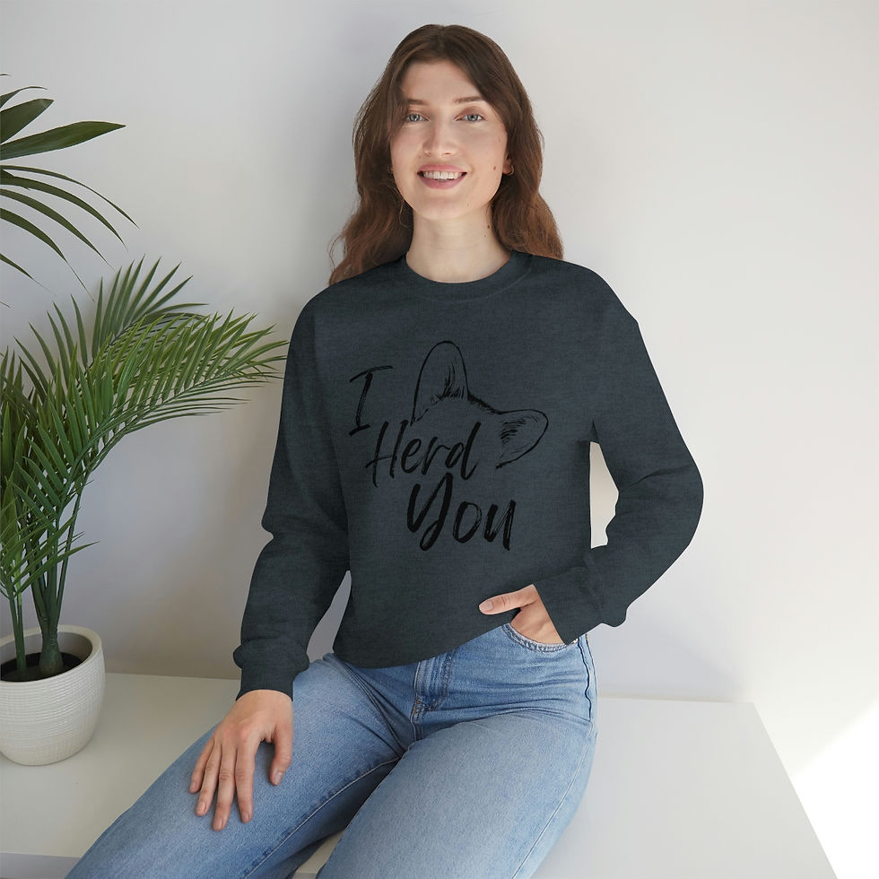 Thumbnail: I Herd You Corgi Ears Unisex Heavy Blend Crewneck Sweatshirt! 