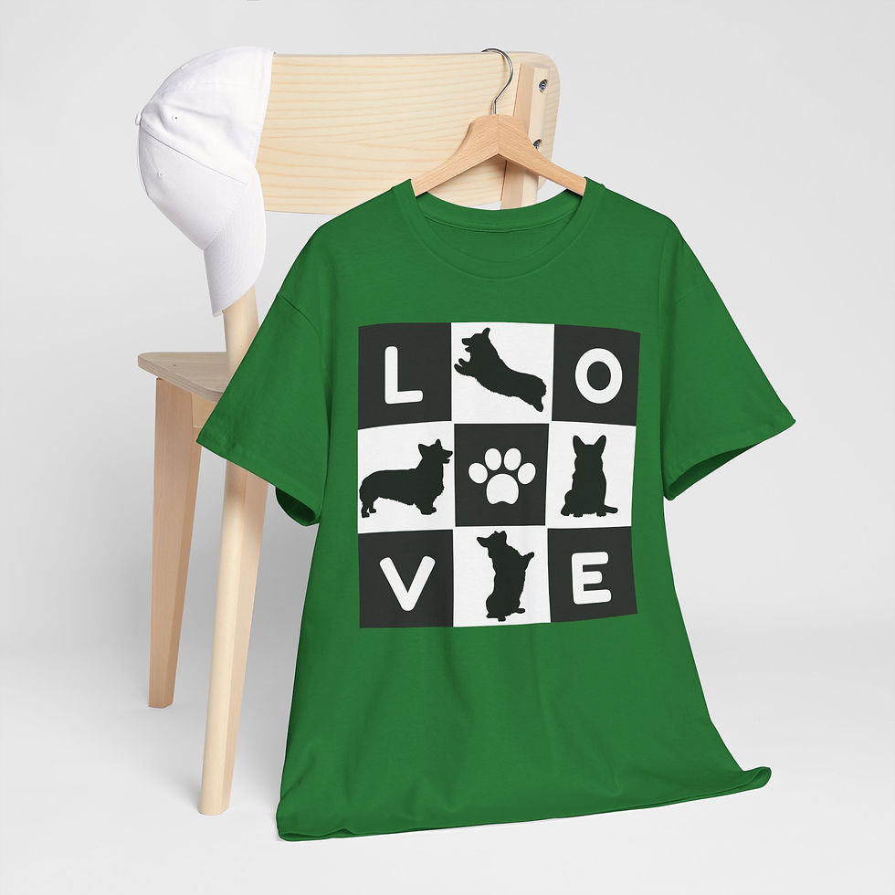 Thumbnail: LOVE Corgis Checkers Unisex Heavy Cotton Tee!