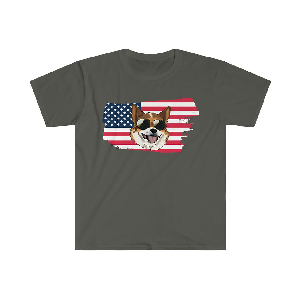 Thumbnail: American Flag Corgi Unisex *Softstyle* T-Shirt