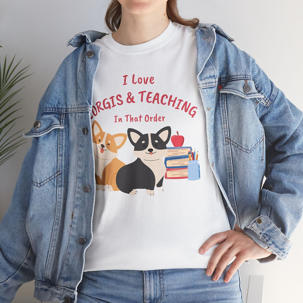 Thumbnail: Corgis & Teaching Unisex Heavy Cotton Tee! Funny Teacher Gift