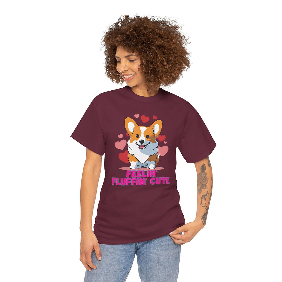 Thumbnail: Feelin' Fluffin' Cute Corgi Unisex Cotton Tee! Breeder T-Shirt Valentine's Day