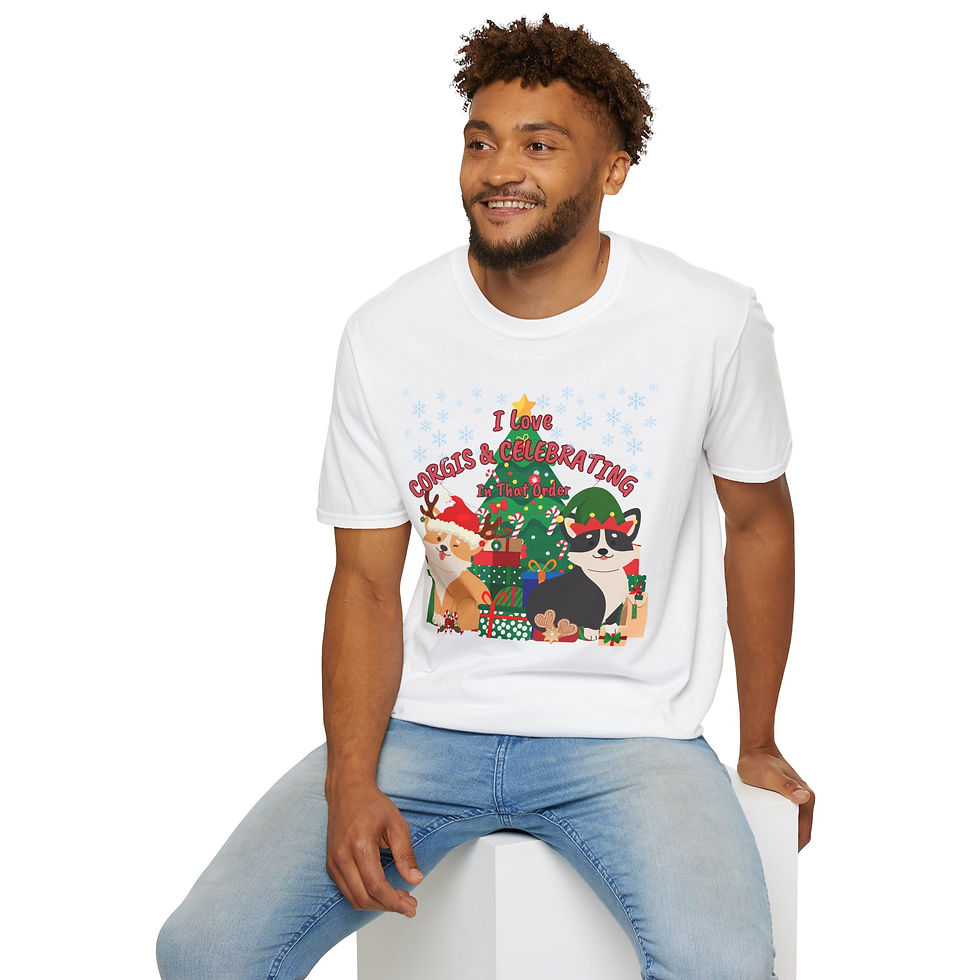 Thumbnail: Corgis and Celebrating in That Order Unisex Softstyle T-Shirt! Christmas