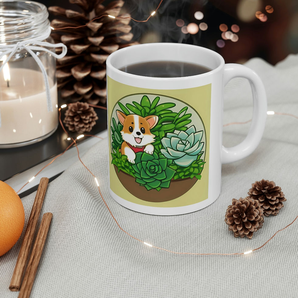Thumbnail: Corgi in Succulents Ceramic Mug 11oz Plant Lover