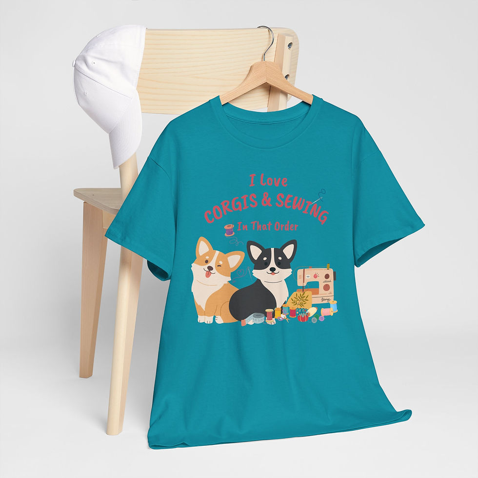 Thumbnail: Corgis & Sewing Unisex Heavy Cotton Tee! Funny Craft Gift, 