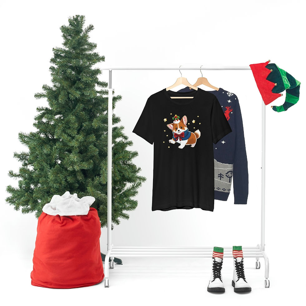 Thumbnail: Christmas Pembroke Welsh Corgi Unisex Short Sleeve Tee! Winter Seasons Greetings