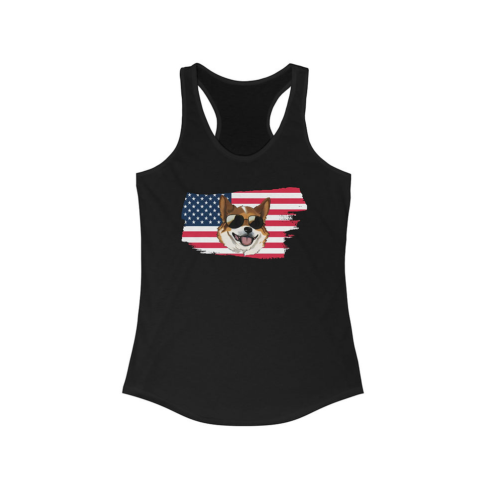 Thumbnail: Corgi American Flag Women's Ideal Racerback Tank Top! 4th of July