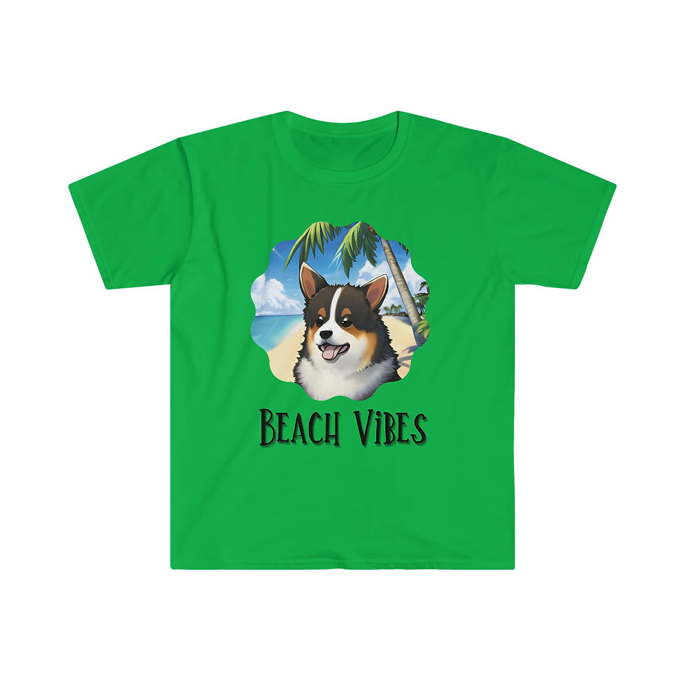 Thumbnail: Beach Vibes Corgi Unisex *Softstyle* T-Shirt