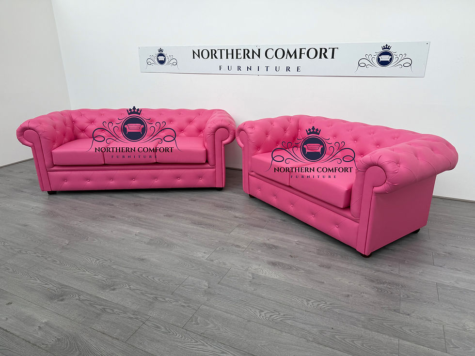 Thumbnail: Chesterfield Sofa in Pink Bonded Leather
