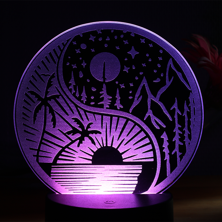 Miniature : Lampe LED Miroir Yin Yang Plage - Montagne